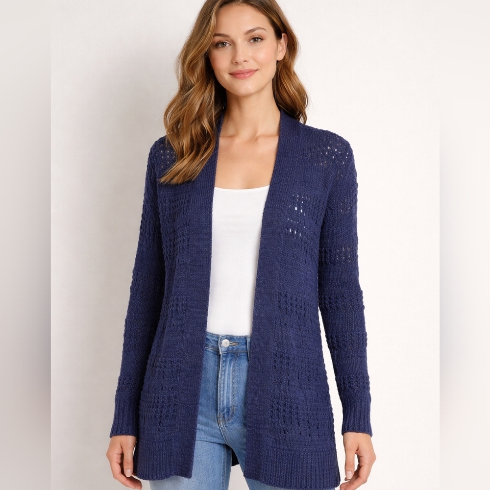 Treasure and bond navy combo cardigan open front cardigan knitting pattern NEW
